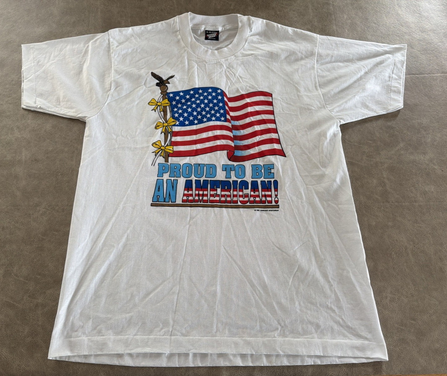 Vtg 1991 Screen Stars USA Proud To Be An American 4th July T-shirt Adult XL Vtg 1991 Screen Stars USA Proud To Be An American 4th July T-shirt Adult XL