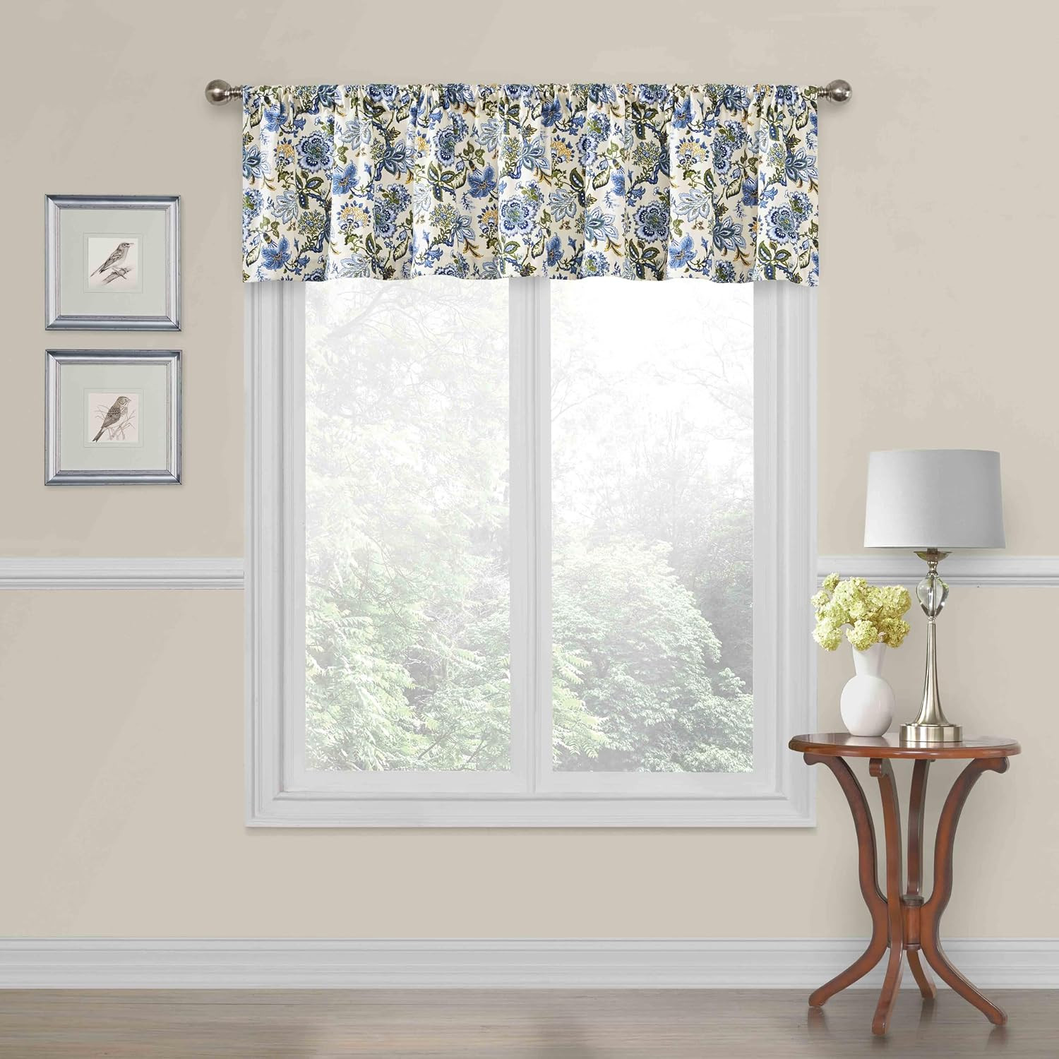 Navarra Farmhouse Scalloped Valance 52x16 Inch Rod Pocket Curtain Porcelain Navarra Farmhouse Scalloped Valance 52x16 Inch Rod Pocket Curtain Porcelain