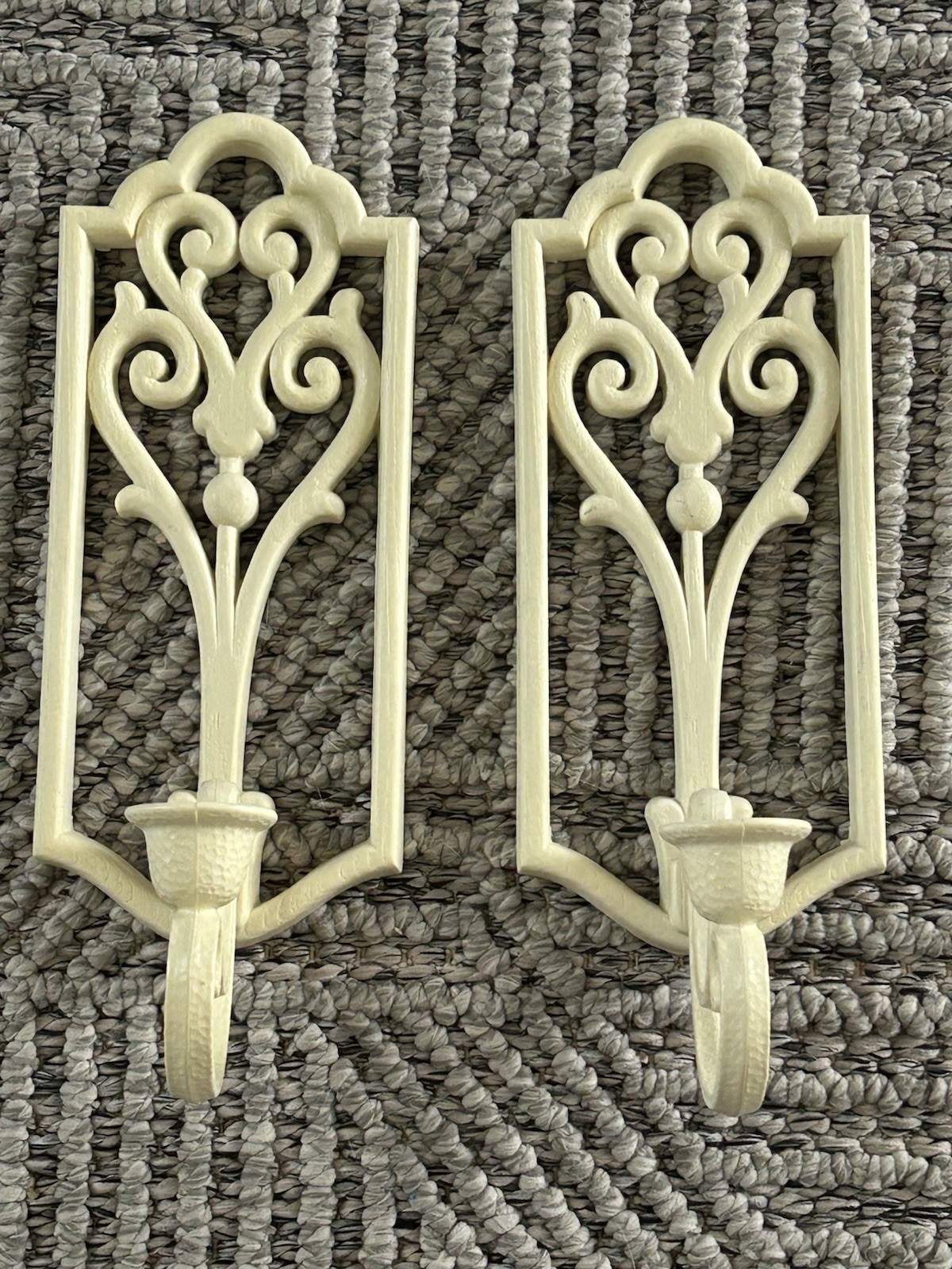 Vintage Pair Homco Wall Sconces Candle Holders Set Plastic White