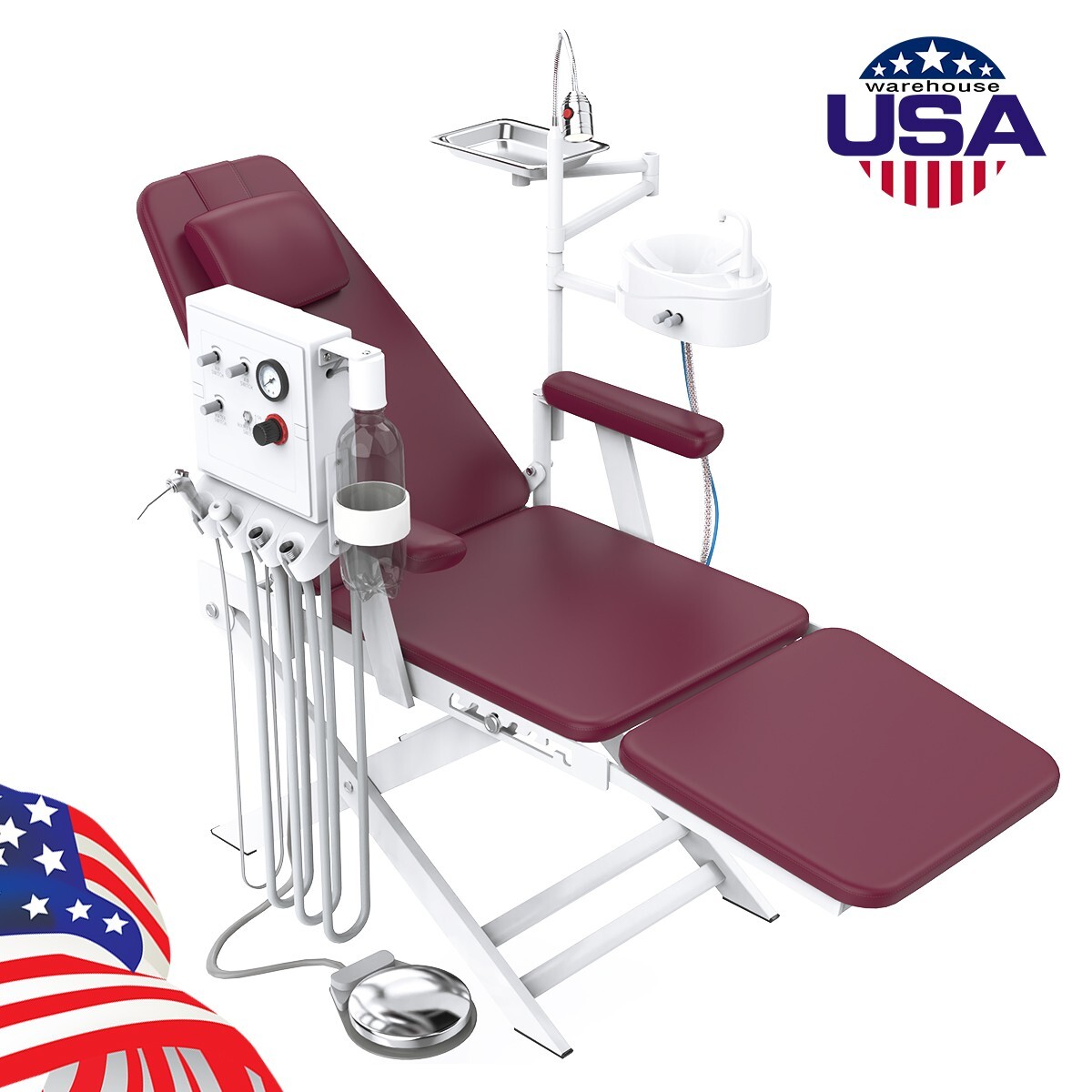 Unidad de Entrega Dental Portátil: Compresor Aire / (Silla Plegable + Turbina)