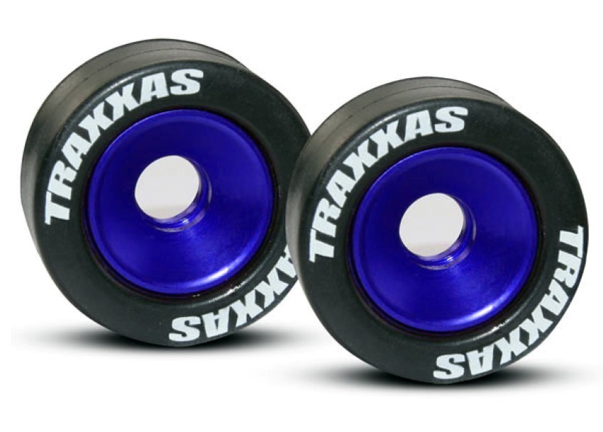 Traxxas 5186A Blue Aluminum Wheelie Bar Wheels & Rubber Tires : Stampede VXL