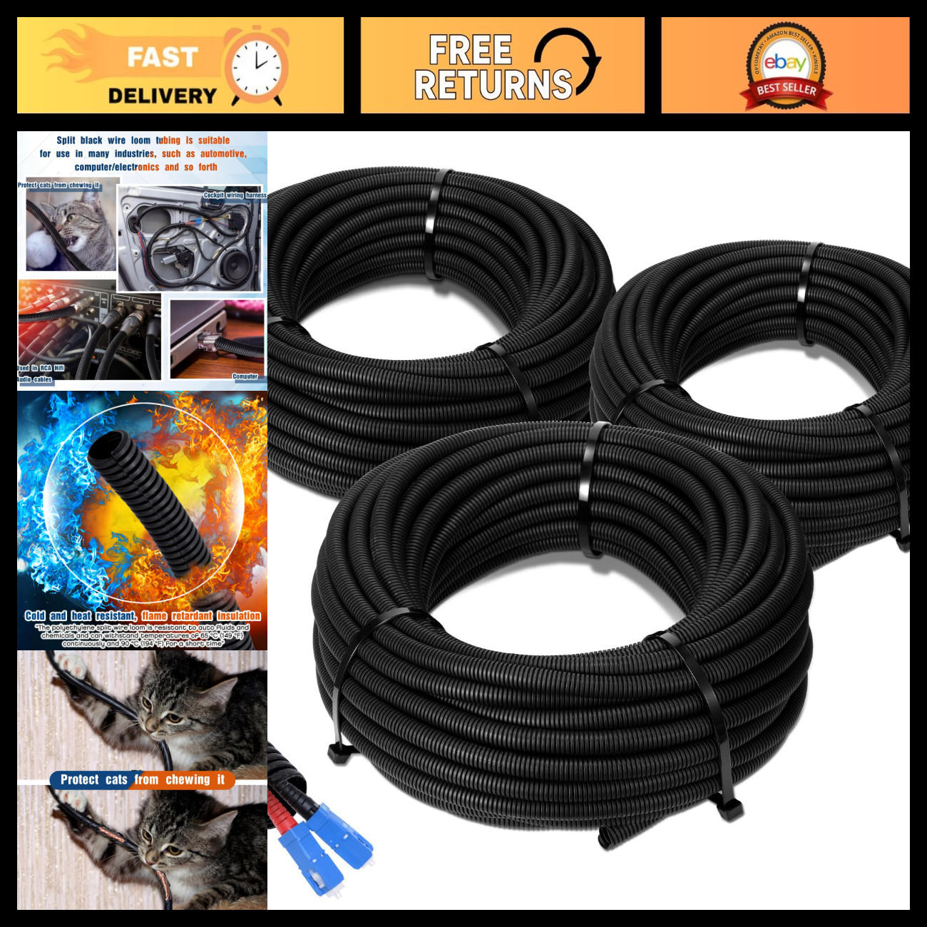 25ft Split Wire Loom Tubing - 1/4\ 25ft Split Wire Loom Tubing - 1/4\