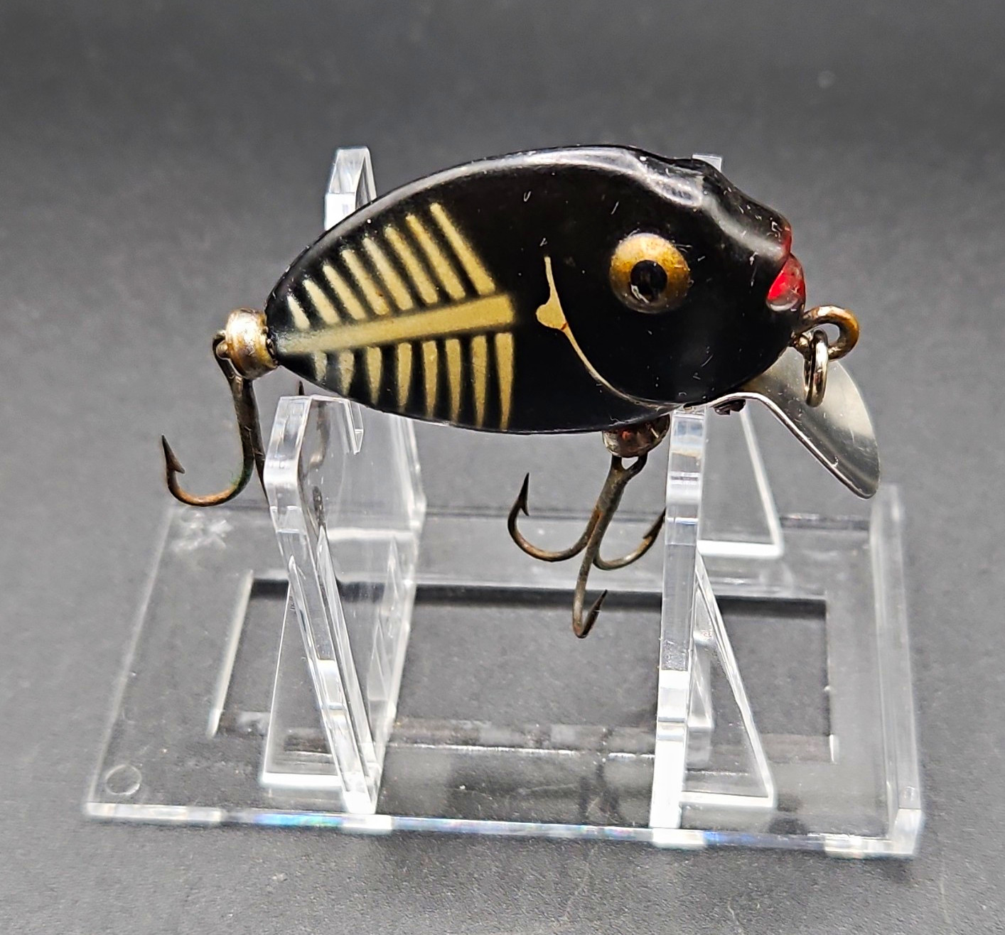 Heddon Tiny Punkinseed Vintage Crankbait Lure Black w/ Cream Stripes
