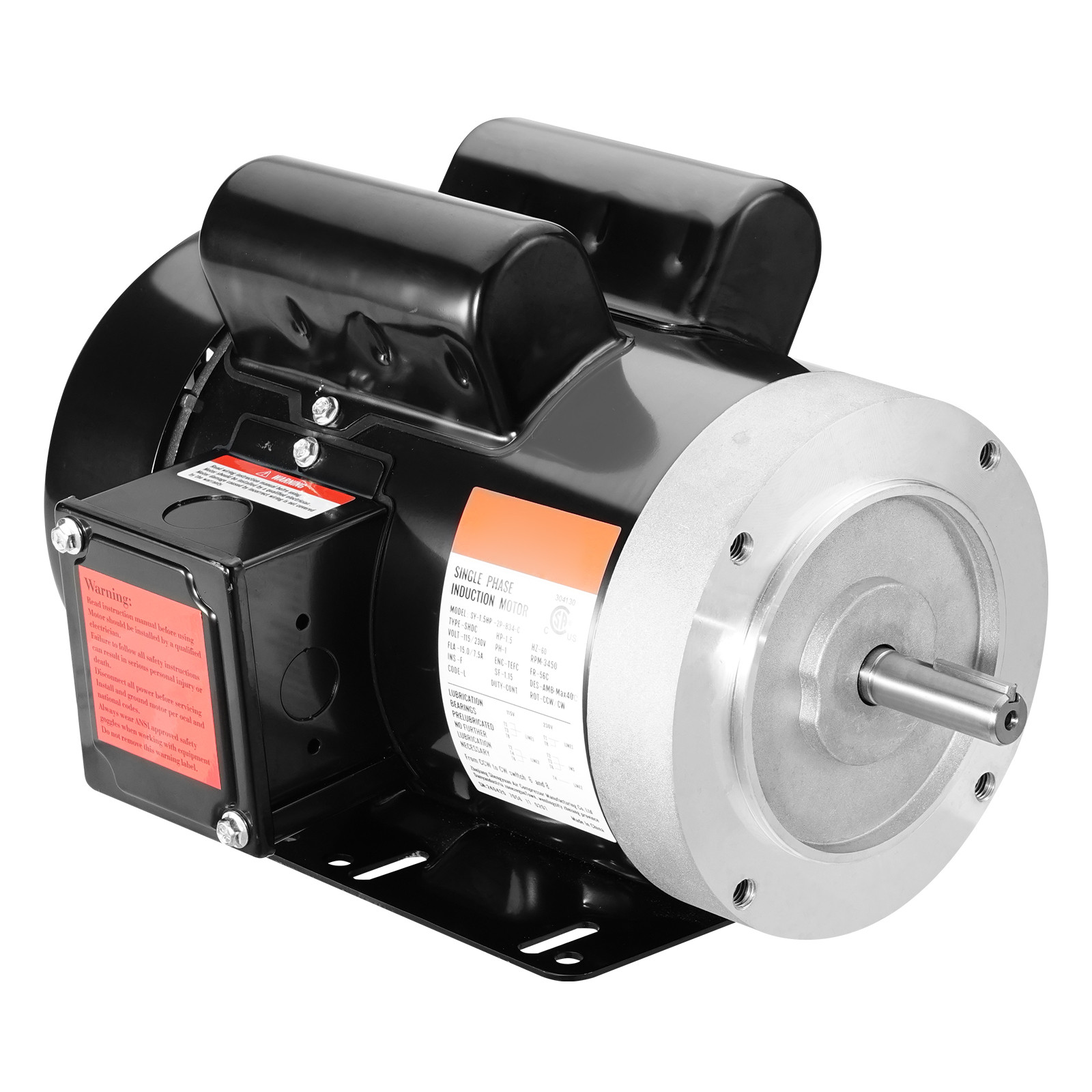 Uimoso 1.5HP Electric Motor 3450RPM 56C Frame 1-Phase 5/8