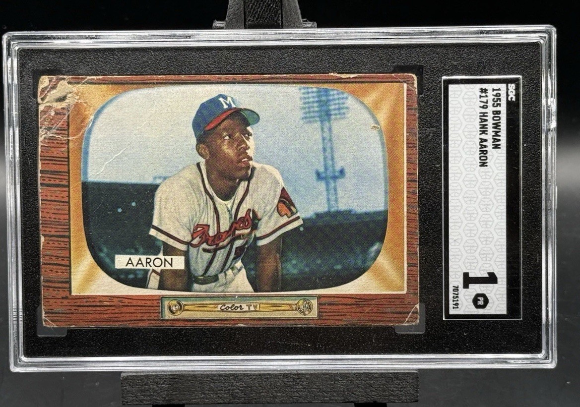 1955 Bowman - Hank Aaron #179 - Graded SGC 1 1955 Bowman - Hank Aaron #179 - Graded SGC 1