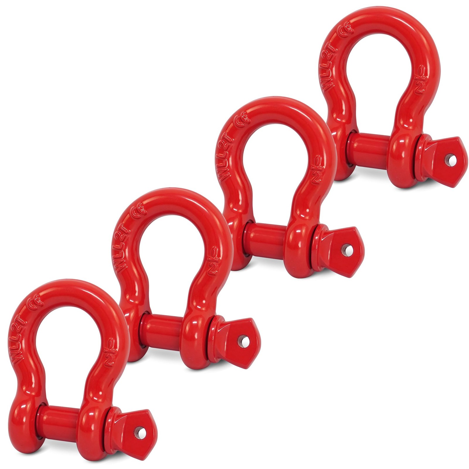 Krytonel 4 Pack Red D Ring Recovery Shackles 1/2