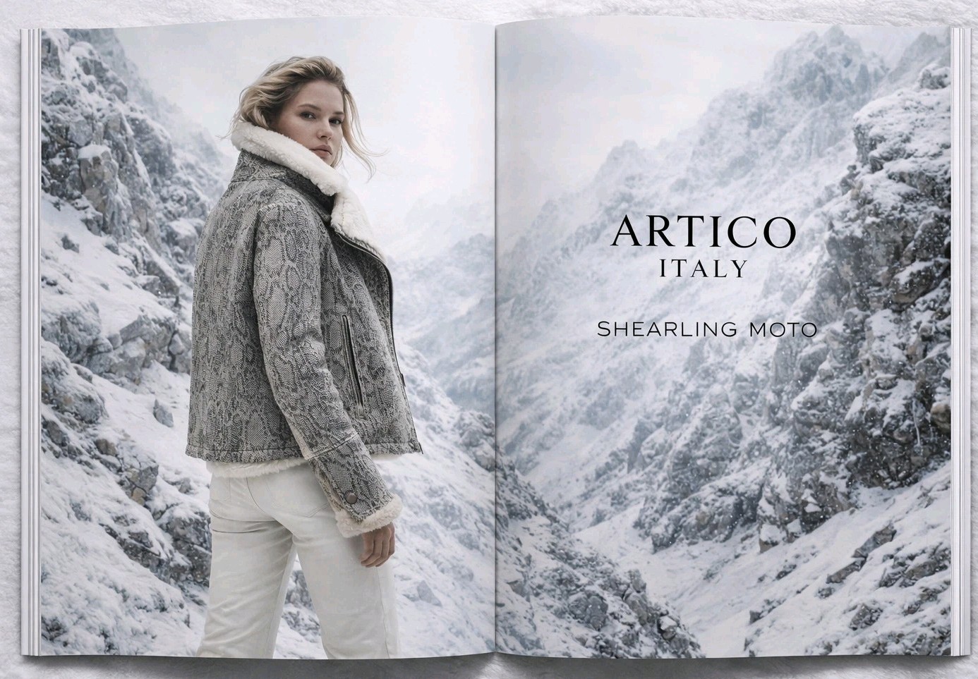 Artico Italy Shearling Biker Jacket Women’s S Snakeskin Print Luxury Moto