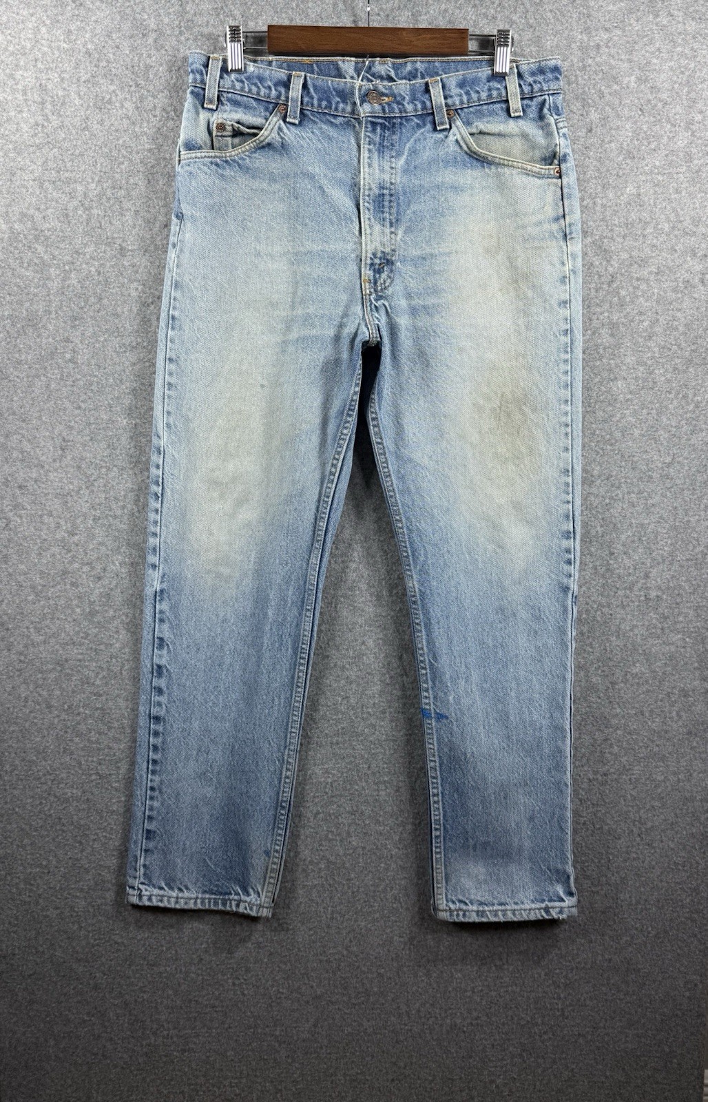 Vintage Levis 505 Orange Tab Jeans Blue Faded Washed Out Denim 36x30 (fit 33x29)