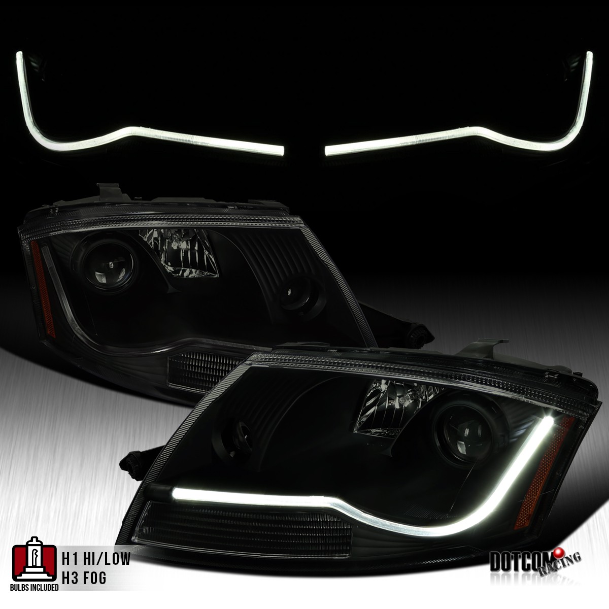 Fit 1999-2006 Audi TT Black Smoke LED Bar Projector Headlights Lamps Left+Right