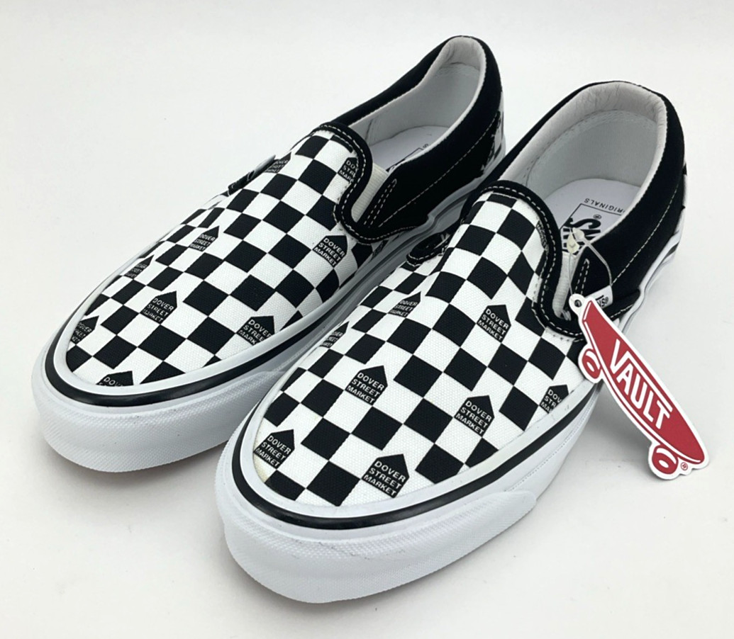 Size 9 M Dover Street Mkt x Vans Vault OG Classic Slip-On LX Black/White Checker