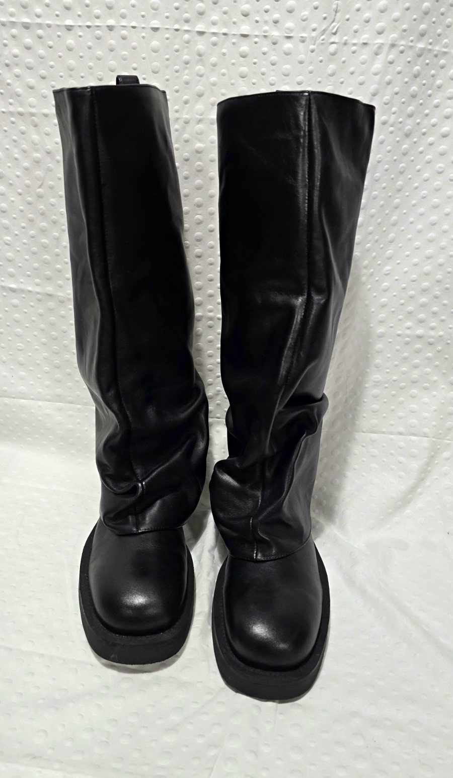Schutz Kedra Up Claw Women’s Black Leather Pull-On Mid-Calf Boots US 7 B