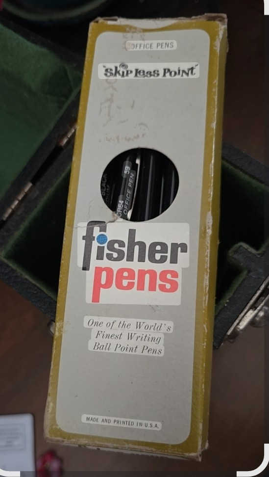 Lot Of 10 Vtg FISHER PENS Skip Less Point RARE SILVER INK w/ Caps,Clips & OG Box Lot Of 10 Vtg FISHER PENS Skip Less Point RARE SILVER INK w/ Caps,Clips & OG Box