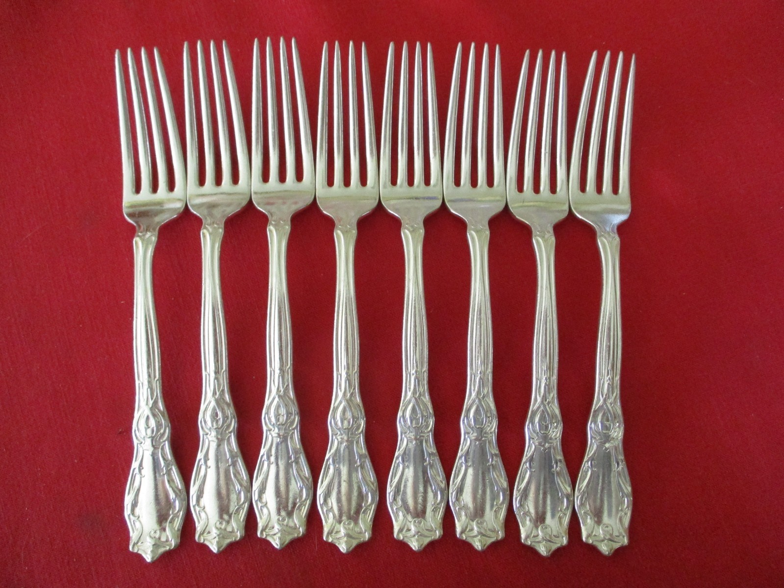 (8) Gorham (G J Kaufmann) Heavy Silverplate Dinner Forks, 1910 Oakland   #11
