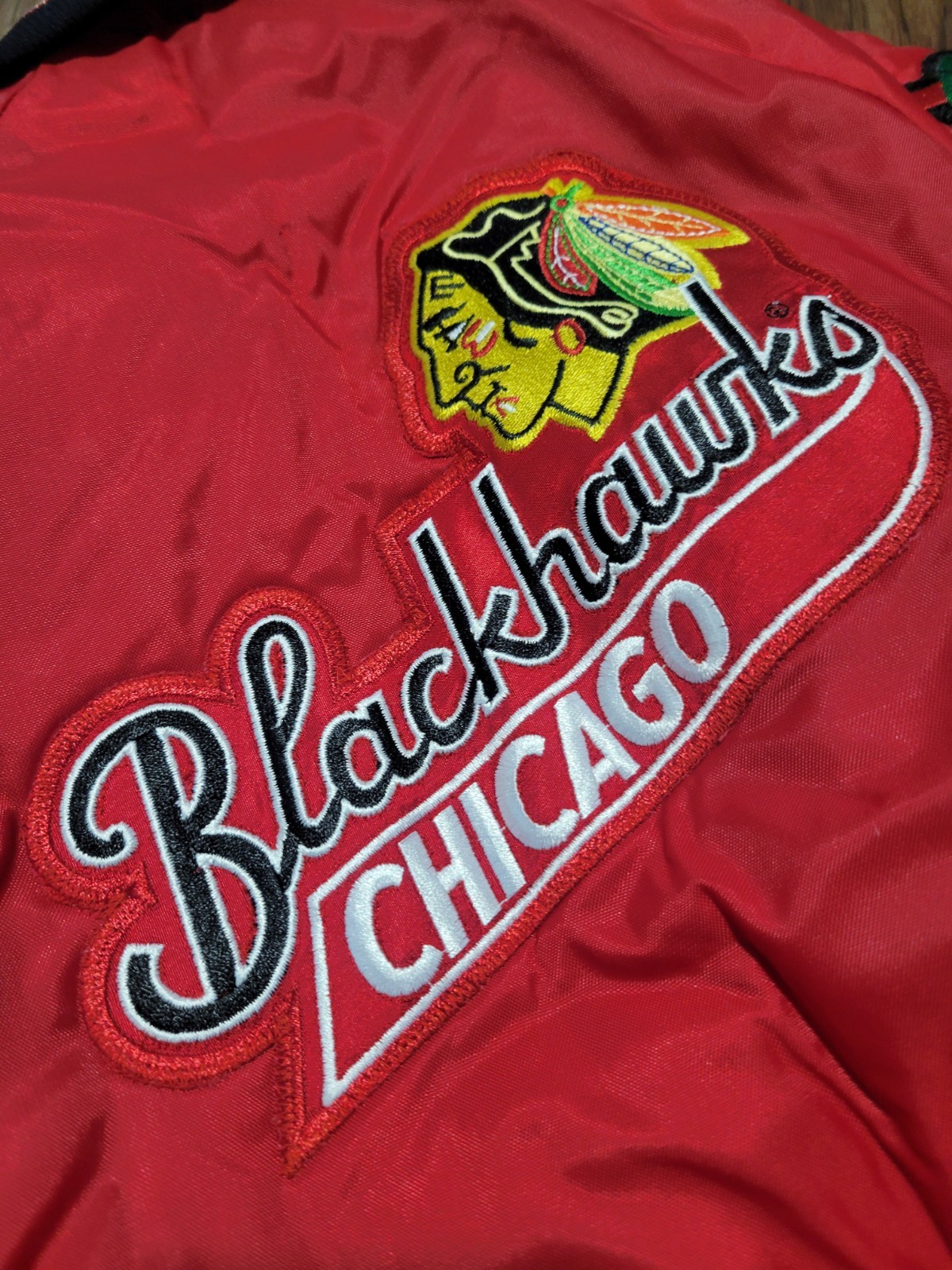Vintage 70’s-80\'s Kids Chicago Blackhawks Gunzos Satin Embroidered Jacket Size S