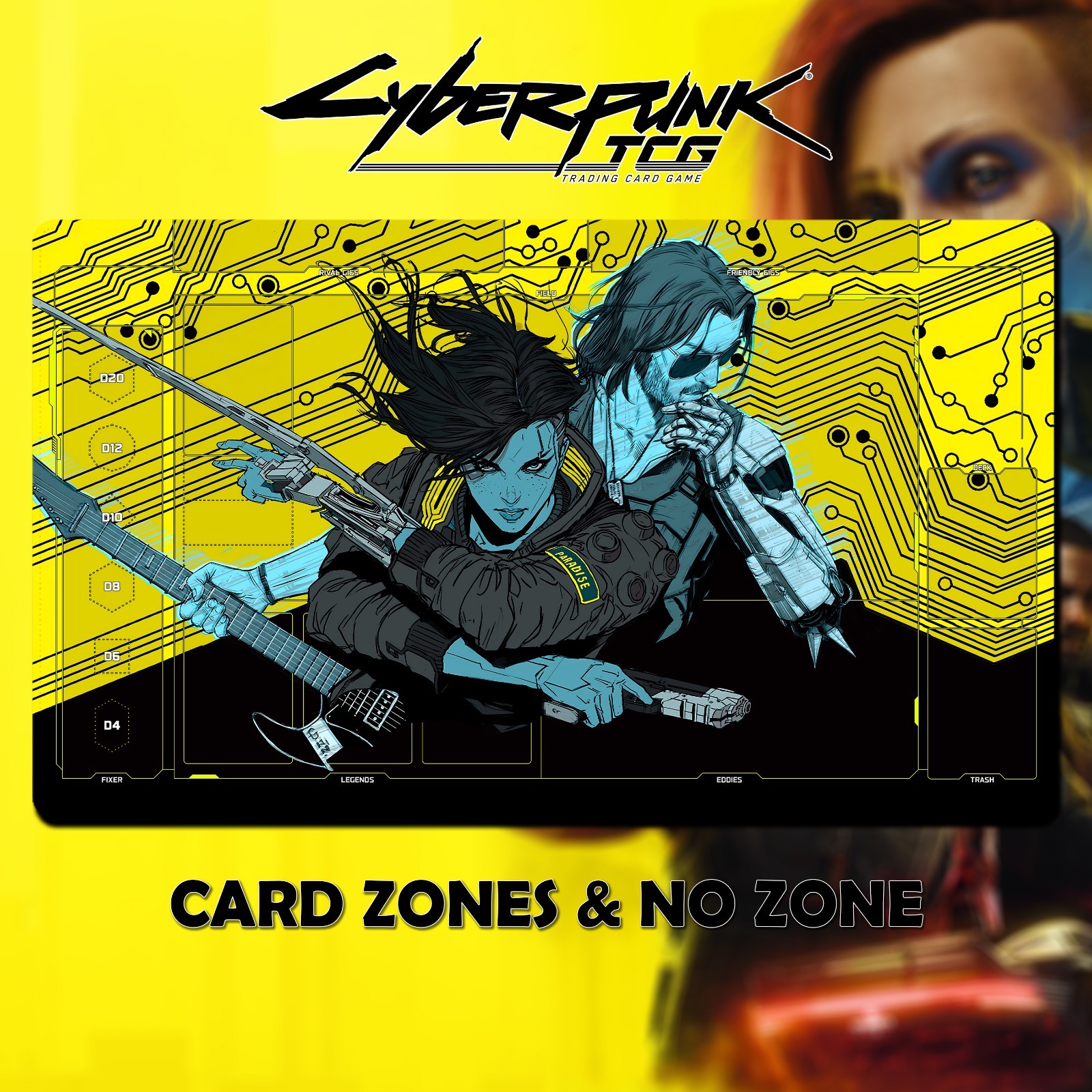 Playmat Cyberpunk TCG - V & Johnny Silverhand - 24\'\'x14\'\' 600x350x2mm