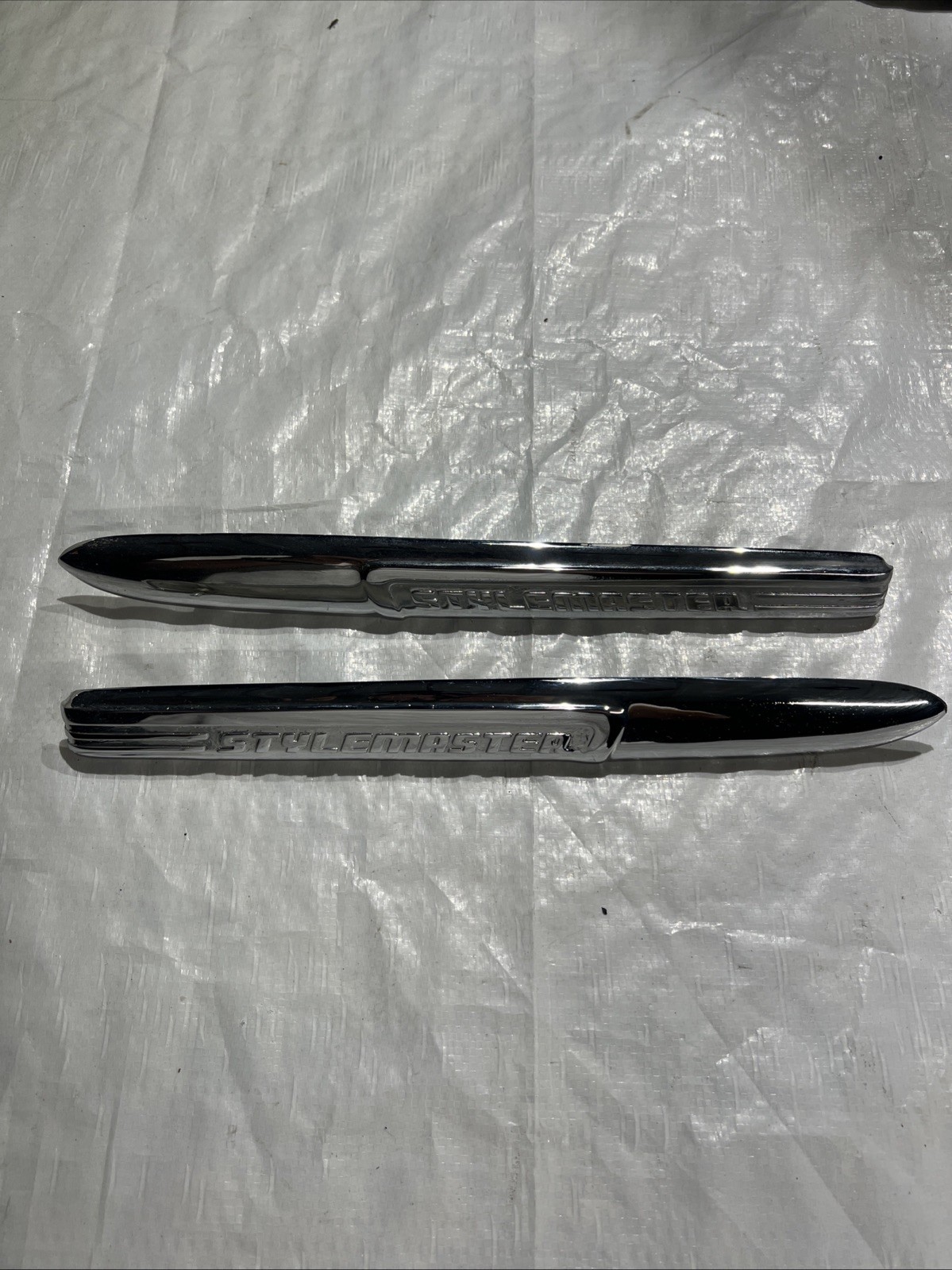 Vintage 1947-48 Chevrolet Stylemaster GM Hood Side Emblems Nameplates 1C 2C Pair