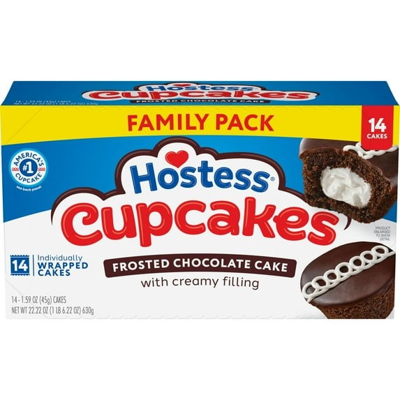 Hostess Cupcakes, Chocolate Snack Cakes, 22.22 oz Box (14 Ct.) 