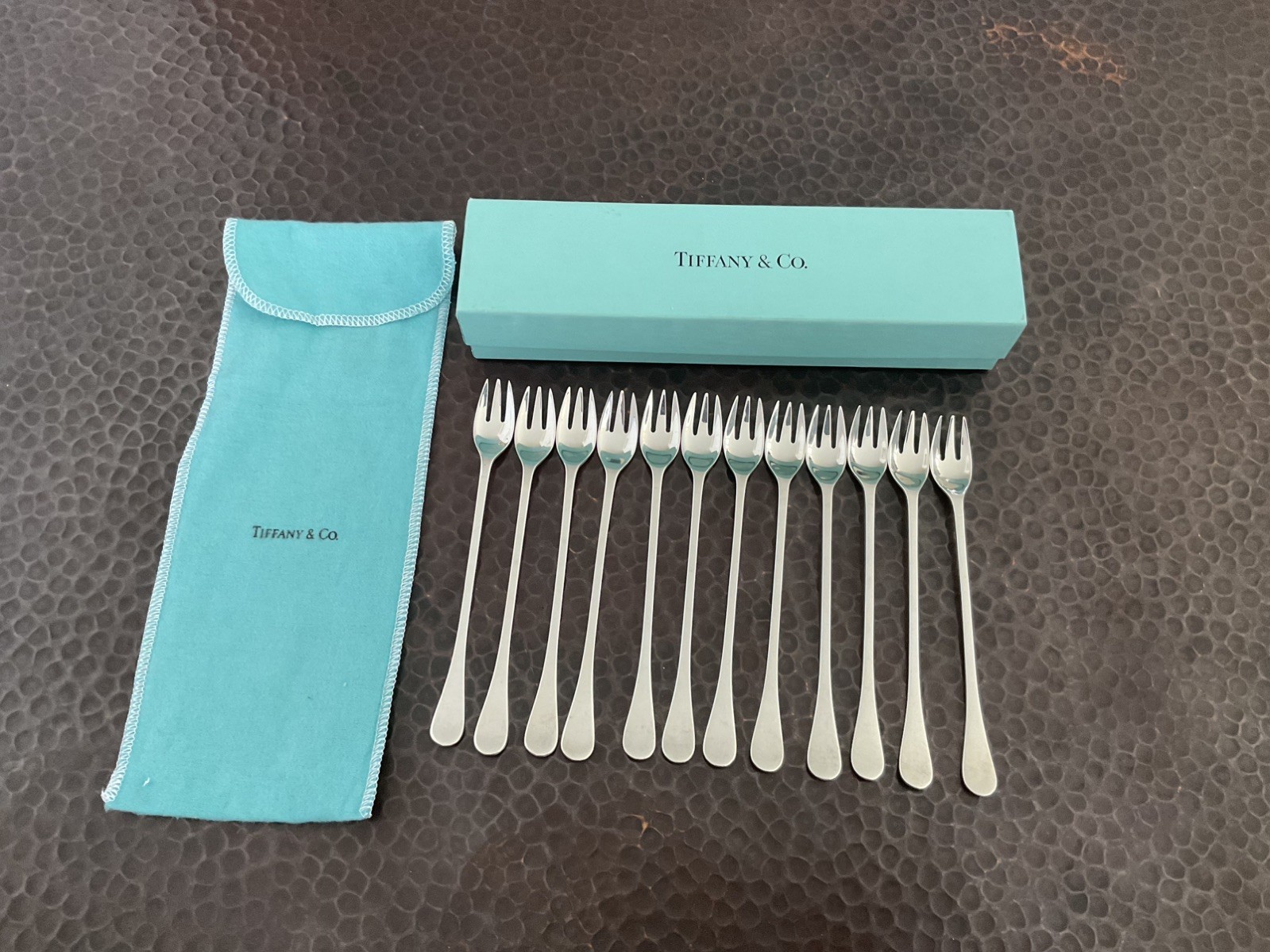 Tiffany Vintage King William Sterling Silver Cocktail Forks 12 pieces