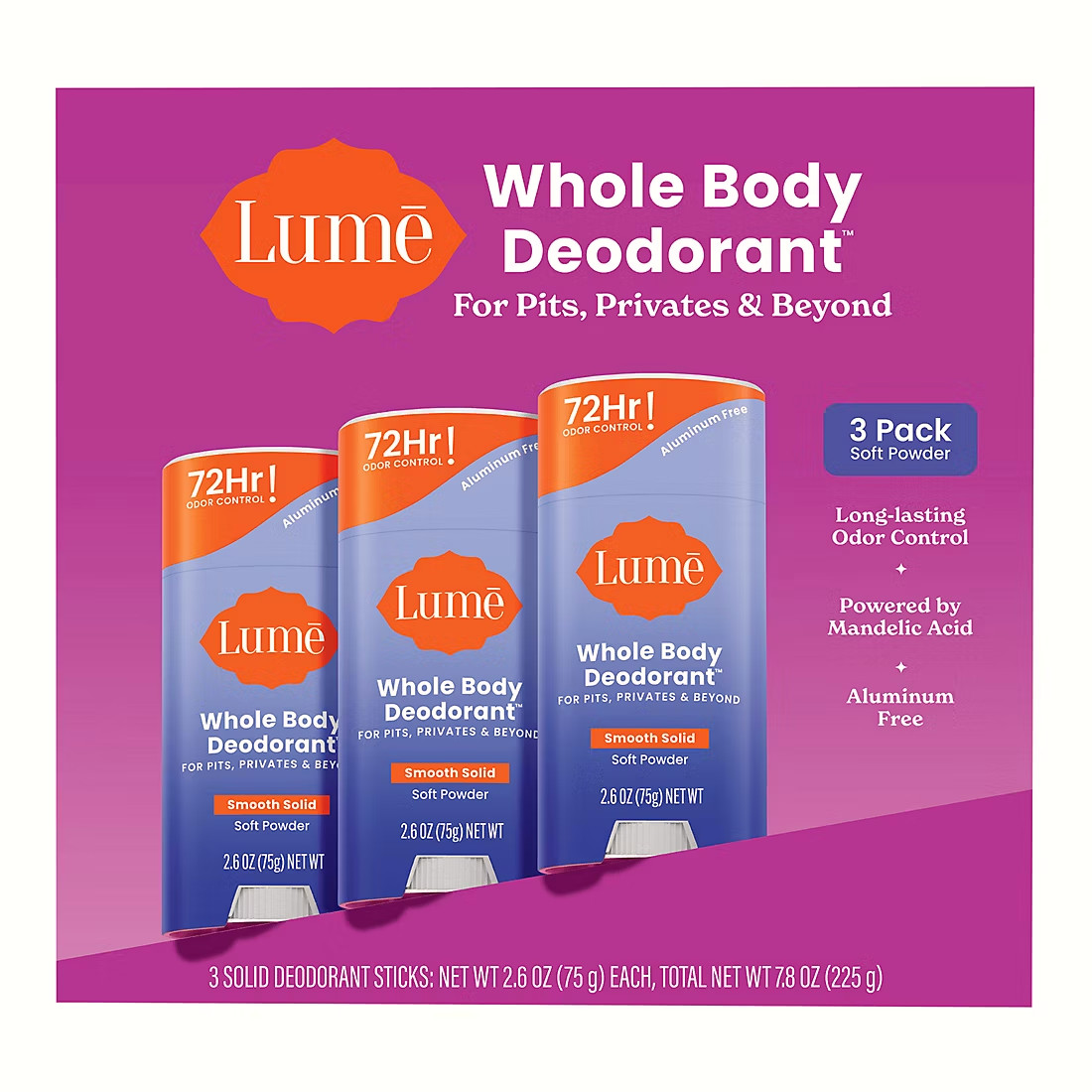 Lume Soft Powder Solid Stick Deodorant, 3 pk. Lume Soft Powder Solid Stick Deodorant, 3 pk.