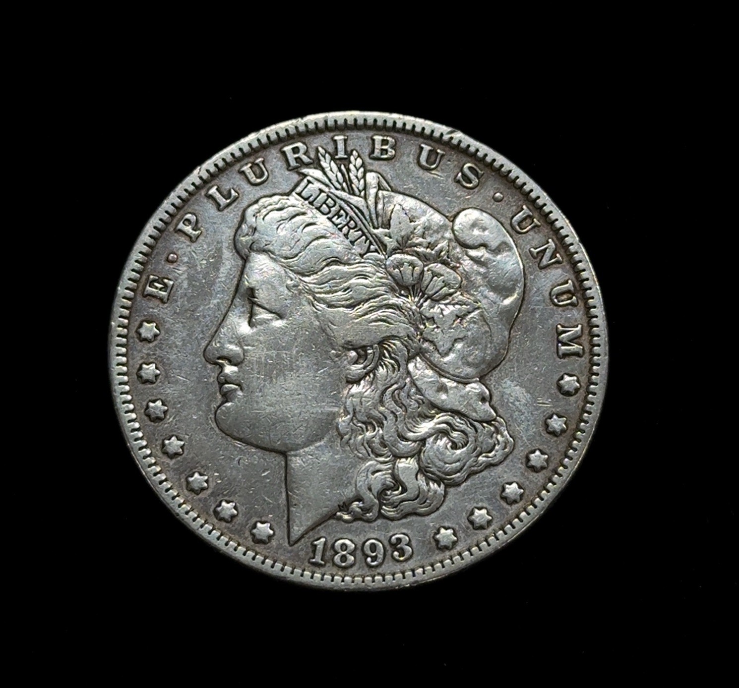 Key Date 1893-P Morgan Silver Dollar VF/XF Details Rare Coin 90% - Cleaned