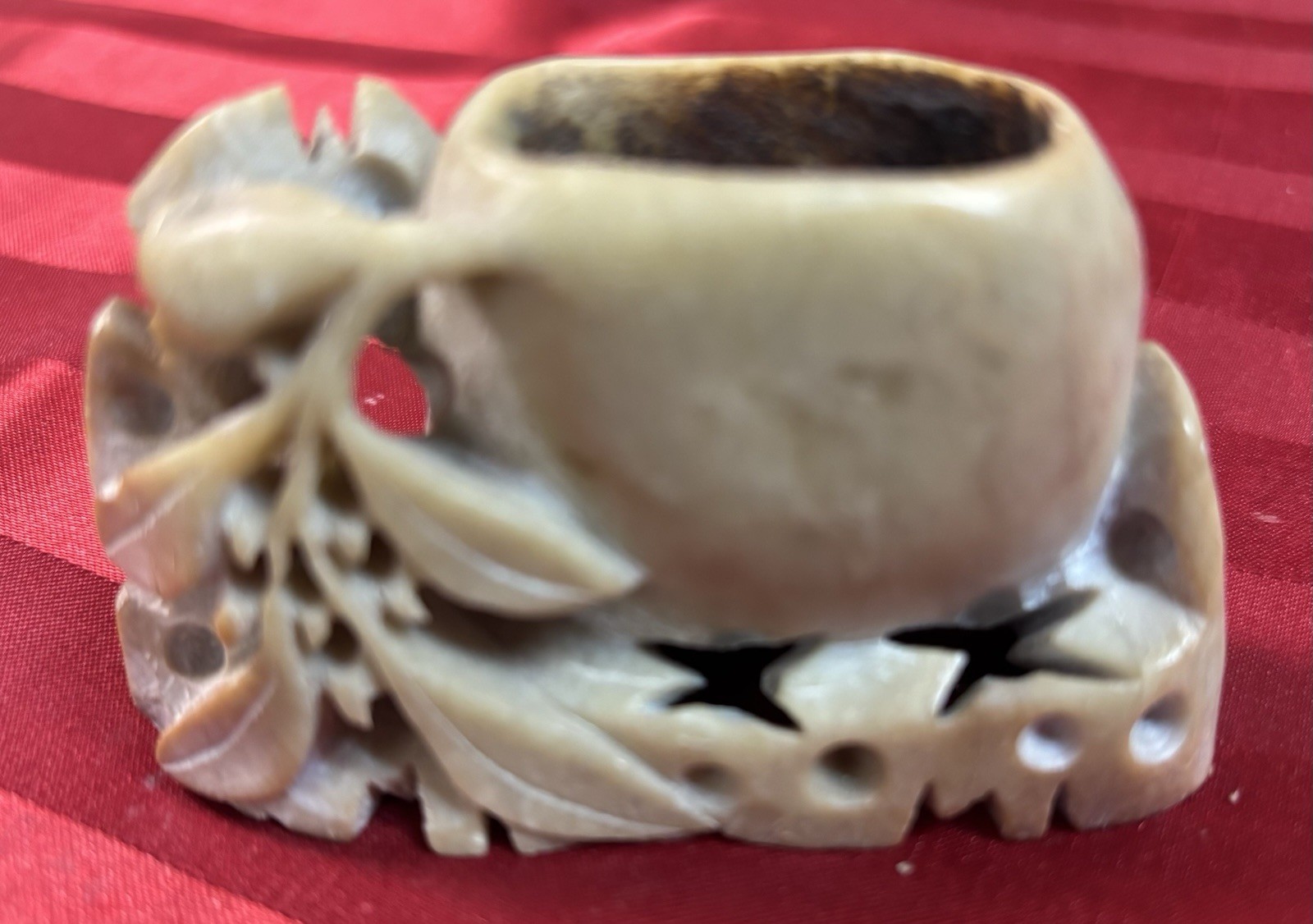 VINTAGE CHINESE HAND CARVED SOAPSTONE VASES/INK POTS Lot Of Two Carvings VINTAGE CHINESE HAND CARVED SOAPSTONE VASES/INK POTS Lot Of Two Carvings