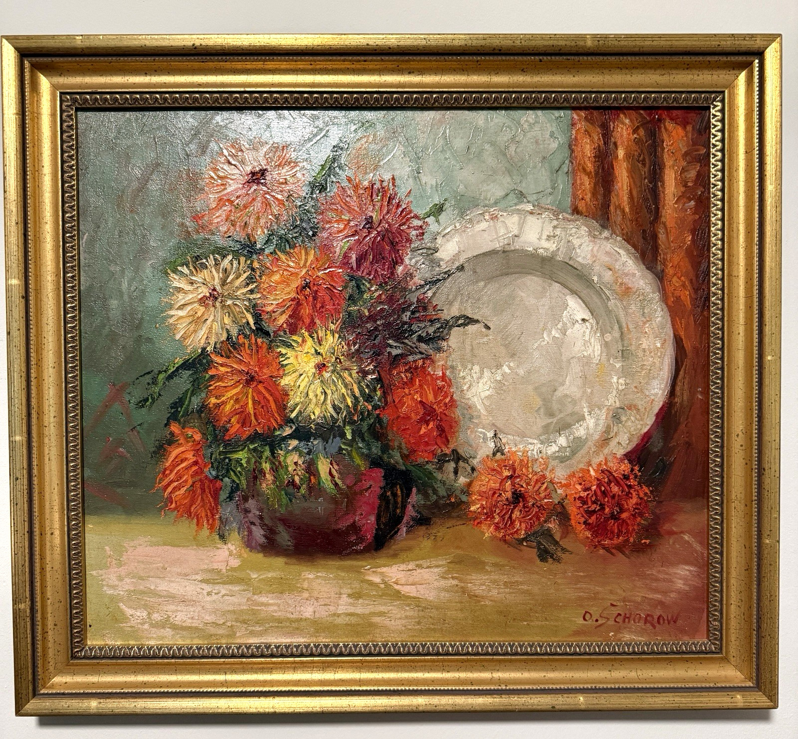 Vintage Oscar Schorow Painting Original Impasto Oil Still Life c 1970 Vintage Oscar Schorow Painting Original Impasto Oil Still Life c 1970