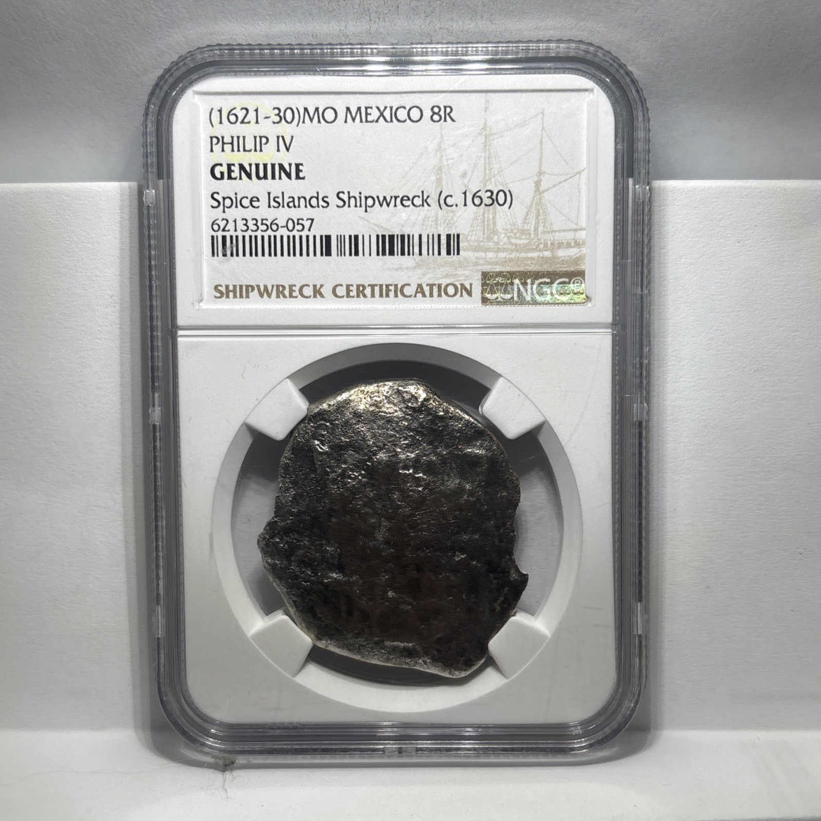 NGC Spice Islands Shipwreck 1600\'s Spanish Mexico 8 Reales Colonial Dollar Coin