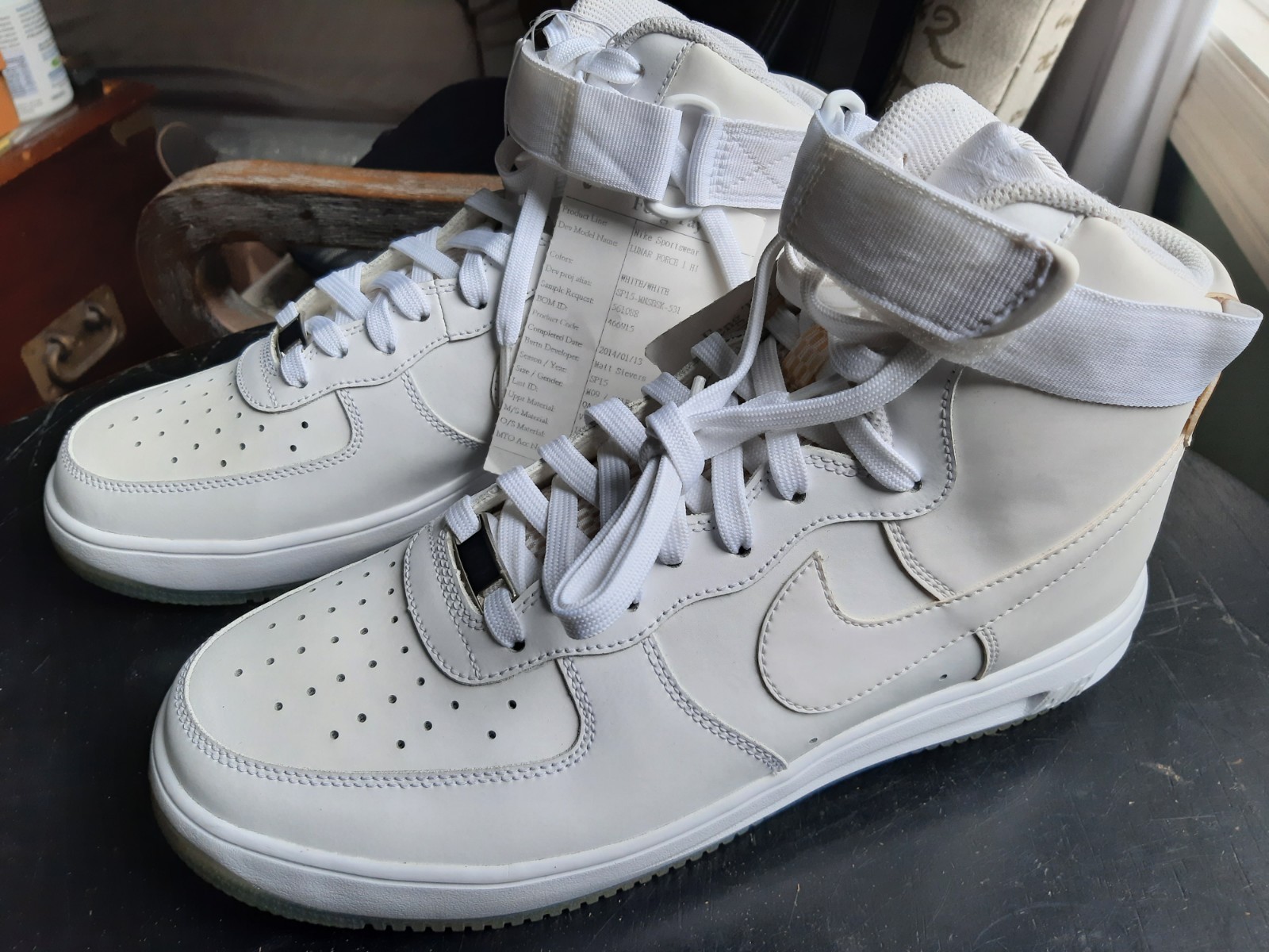 Nike Lunar Force 1 High Triple White Promo Sample Unreleased Size 9 New Feng Tay