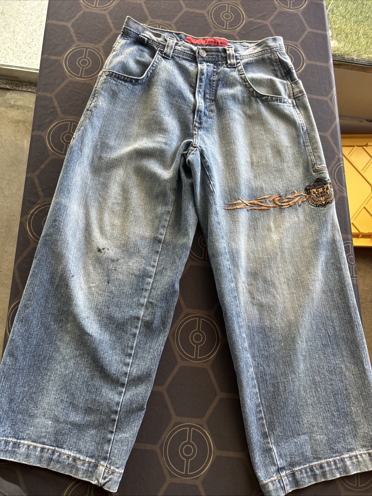 JNCO 2000s Tribal Flame Wide Leg Jeans Authentic Y2K Wide-leg 34x34 Vintage