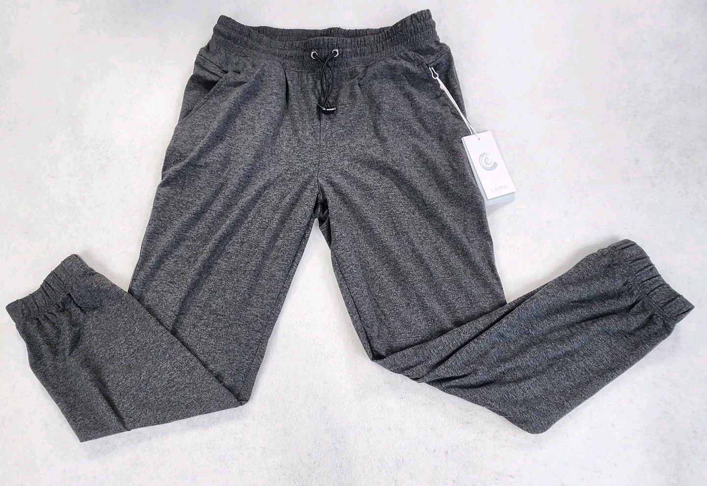 Calme By Johnny Was Cozy Lounge Jogger Pants S Charcoal Black Elastic/Tie Waist