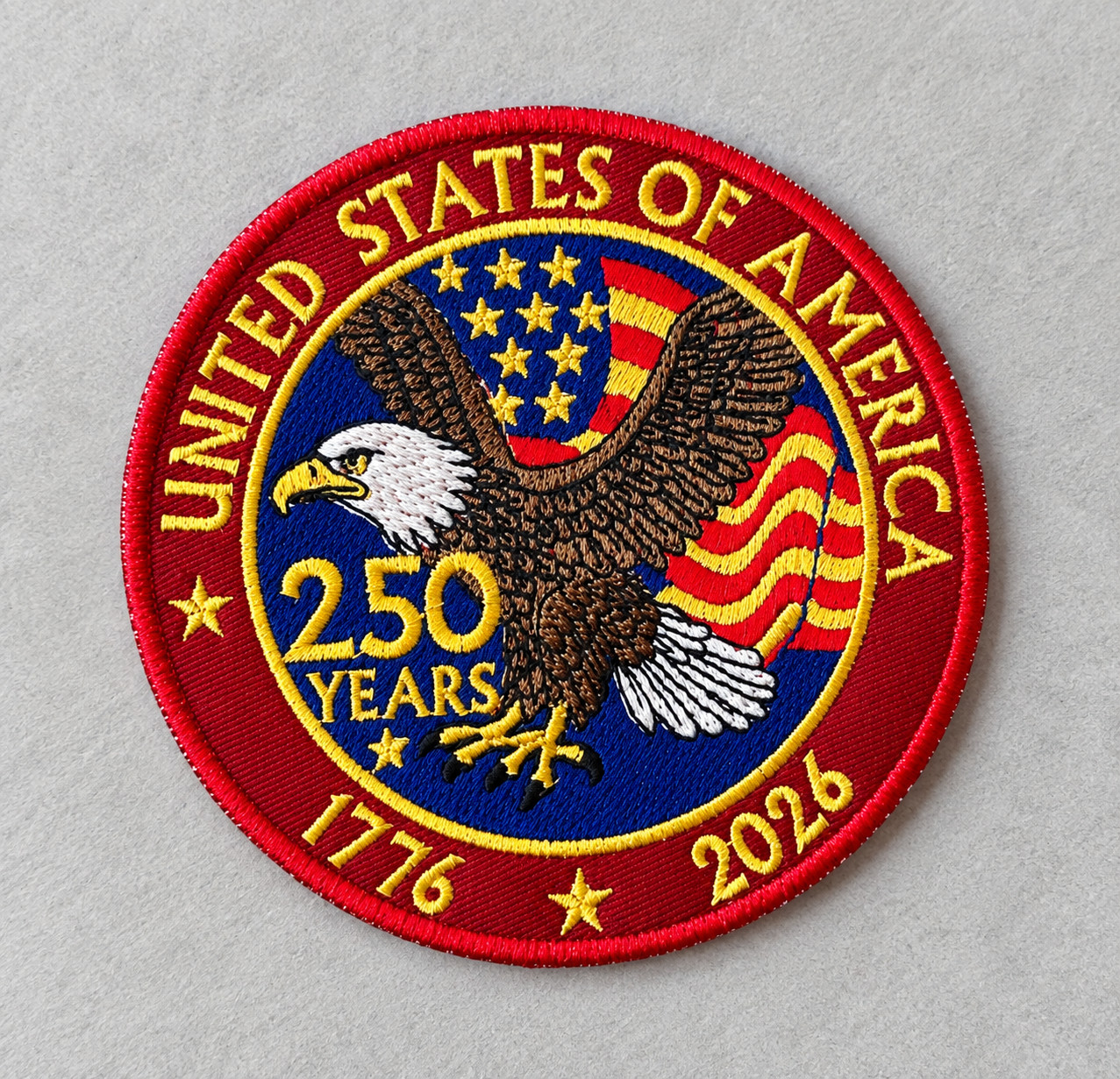 250th Anniversary Eagle 1776-2026 Embroidered Iron On Patch Patriotic Design
