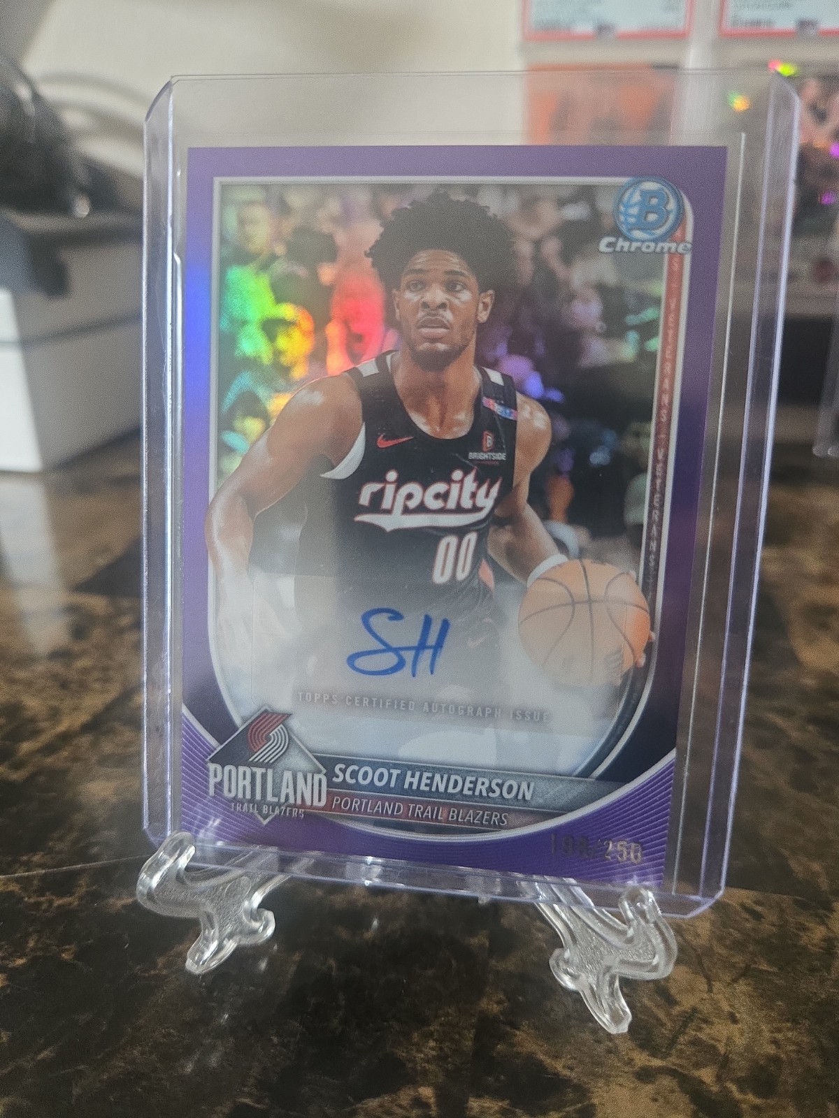 2025-26 Bowman Chrome Scoot Henderson Purple Auto /250 2025-26 Bowman Chrome Scoot Henderson Purple Auto /250