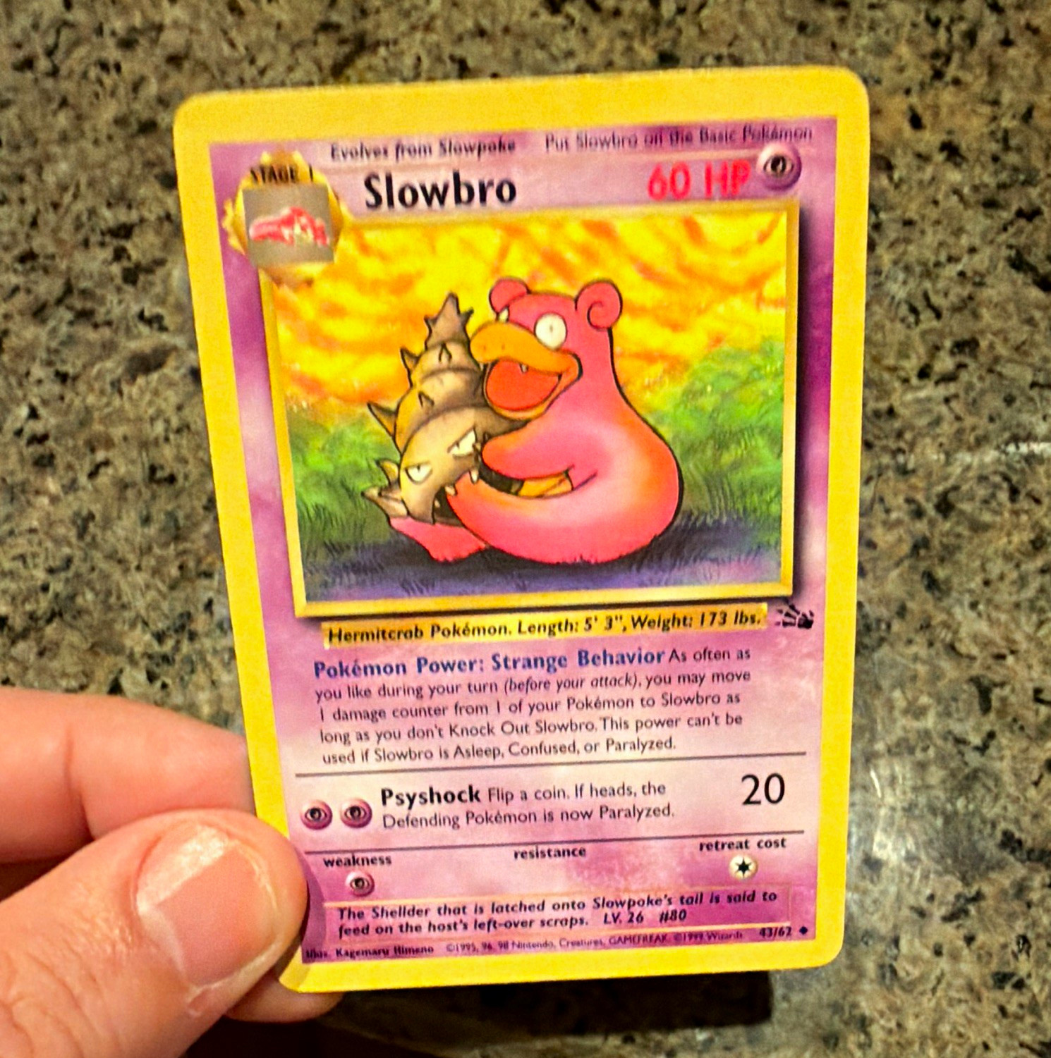 Wizards Pokemon Slowbro 43/62 Fossil Rare Holo Unlimited EN 1999