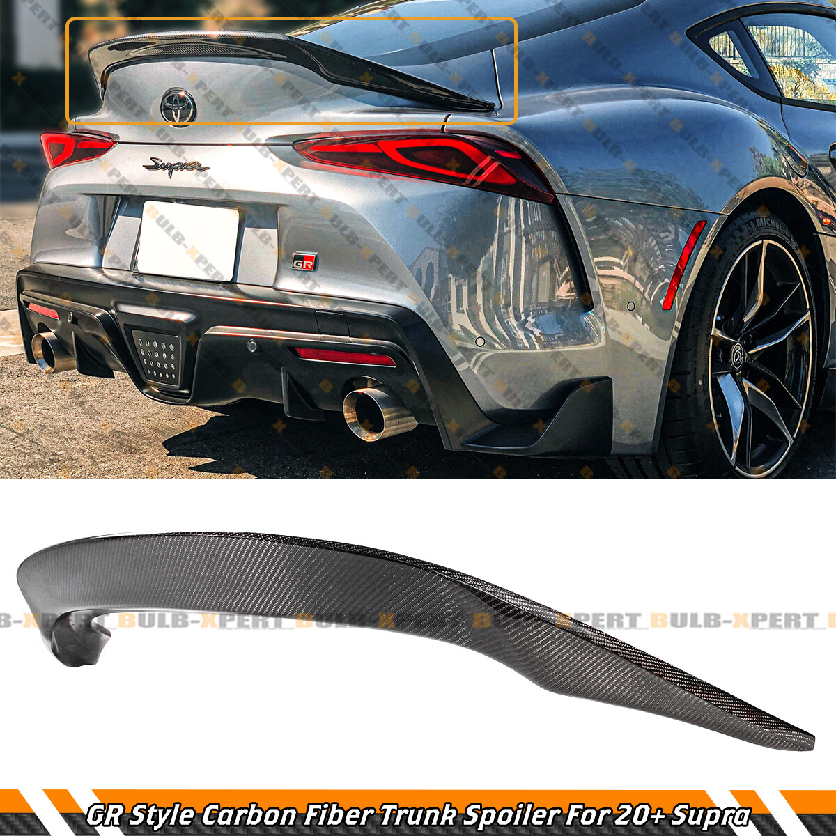 FOR 20-26 TOYOTA SUPRA A90 A91 GR STYLE CARBON FIBER HIGHKICK TRUNK SPOILER WING