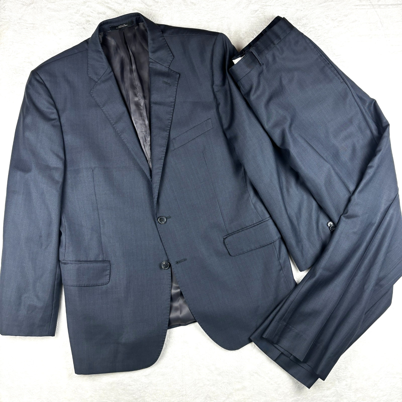 Saks Fifth Avenue Ermenegildo Zegna Suit 46R/34W Gray Plaid Slim Wool Made USA