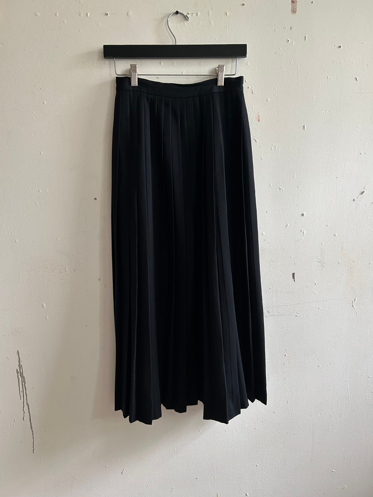 Vintage Ralph Lauren Black Knife Pleated Maxi Skirt Heavyweight Size 6