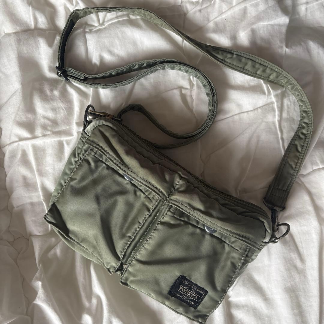 PORTER Yoshida TANKER Shoulder Bag Sagegreen Made in Japan Authentic