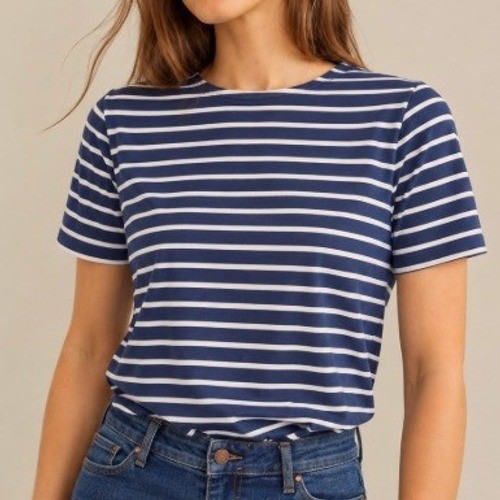 Boden Breton Navy White Stripe Nautical Coastal Preppy Cotton Fitted Tee 8