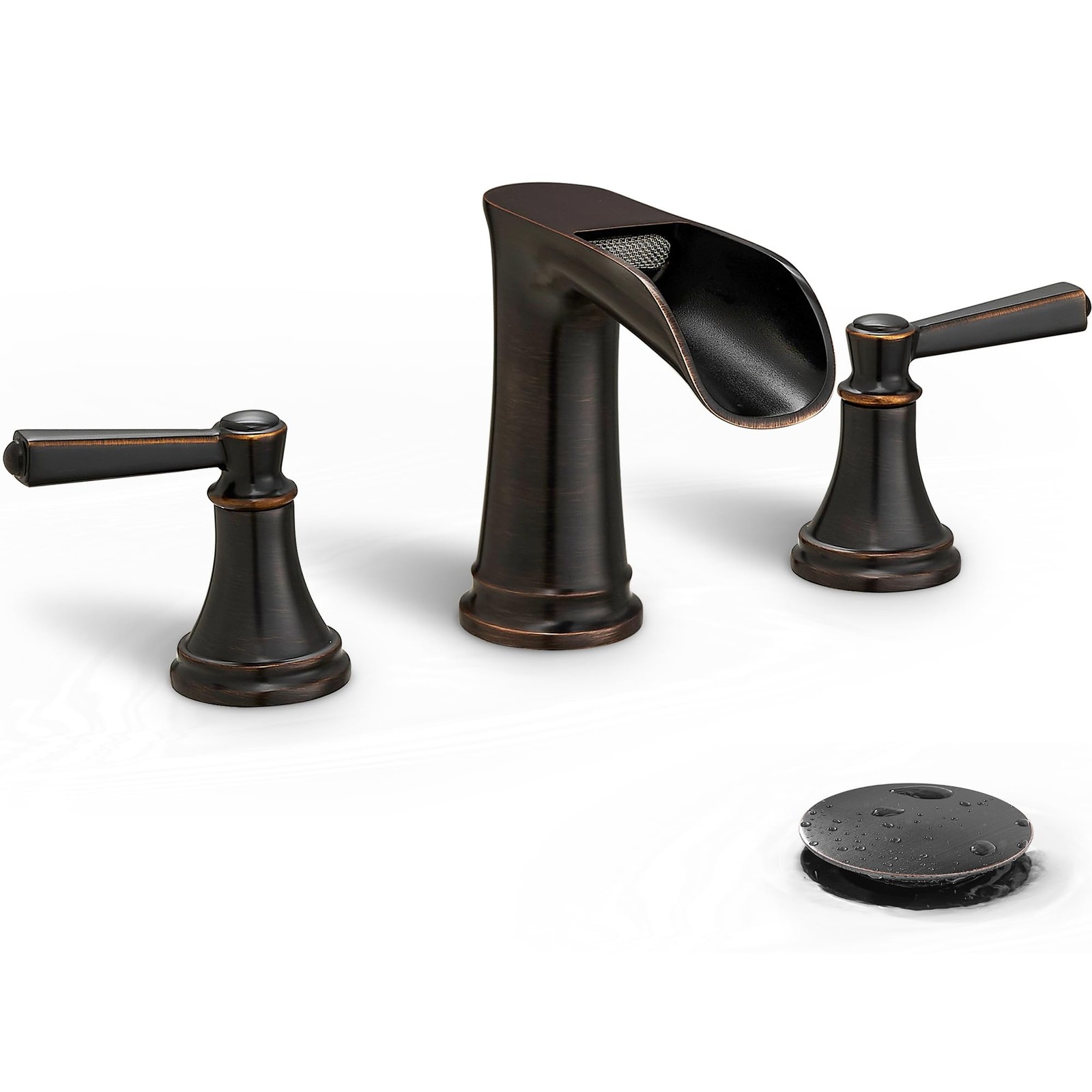 HEYMYTAP Brass 8 Inch Oil Rubbed Bronze Bathroom Faucet Waterfall Widespread HEYMYTAP Brass 8 Inch Oil Rubbed Bronze Bathroom Faucet Waterfall Widespread