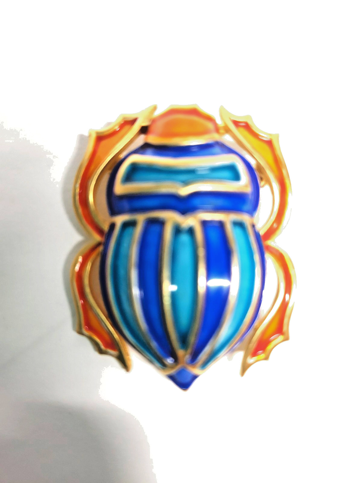 RARE Vintage Crown TRIFARI Egyptian Revival Beetle Scarab Enameled Brooch 1.5\