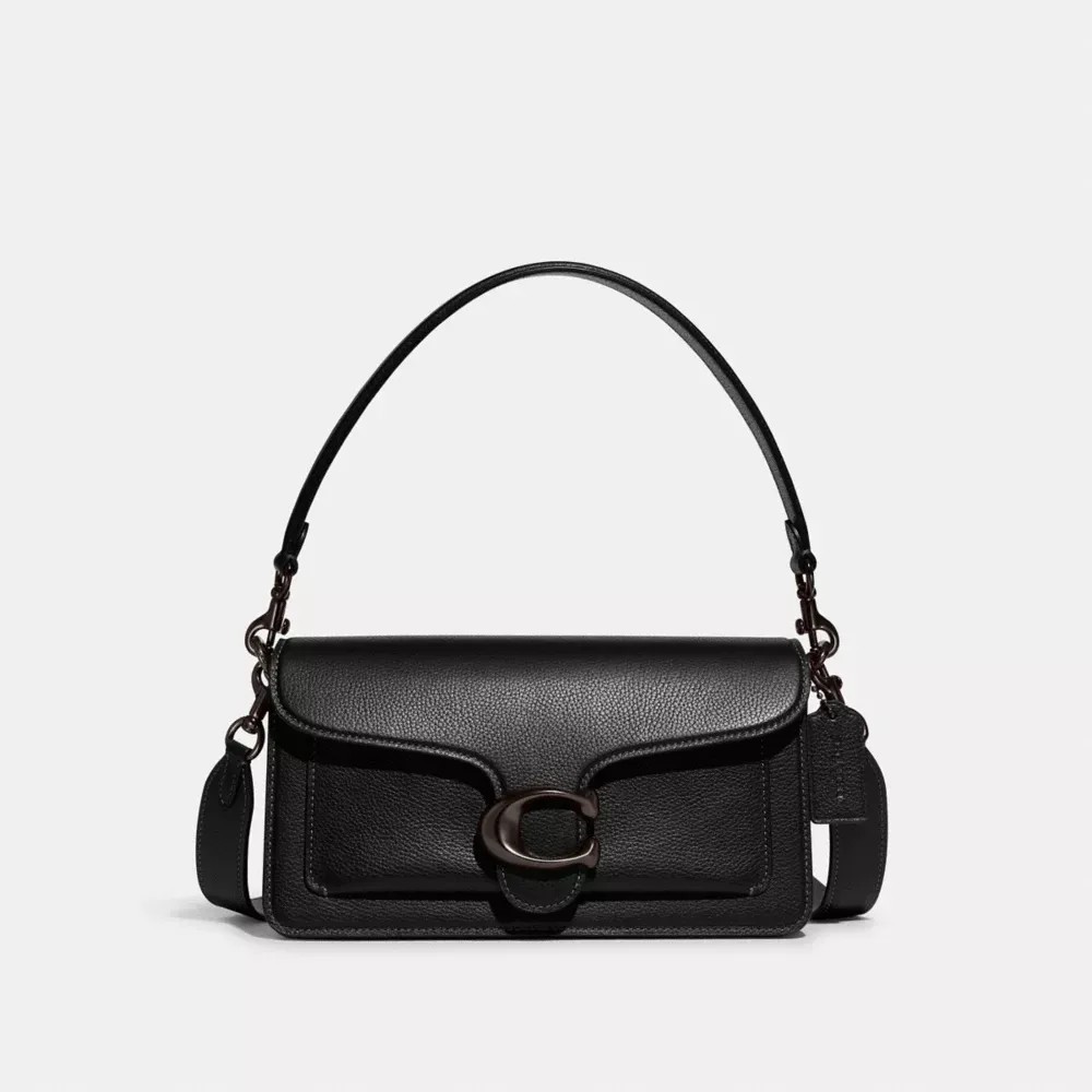 COACH CH857 Tabby Shoulder Bag 26 Polished Pebble Leather Black Outlet New