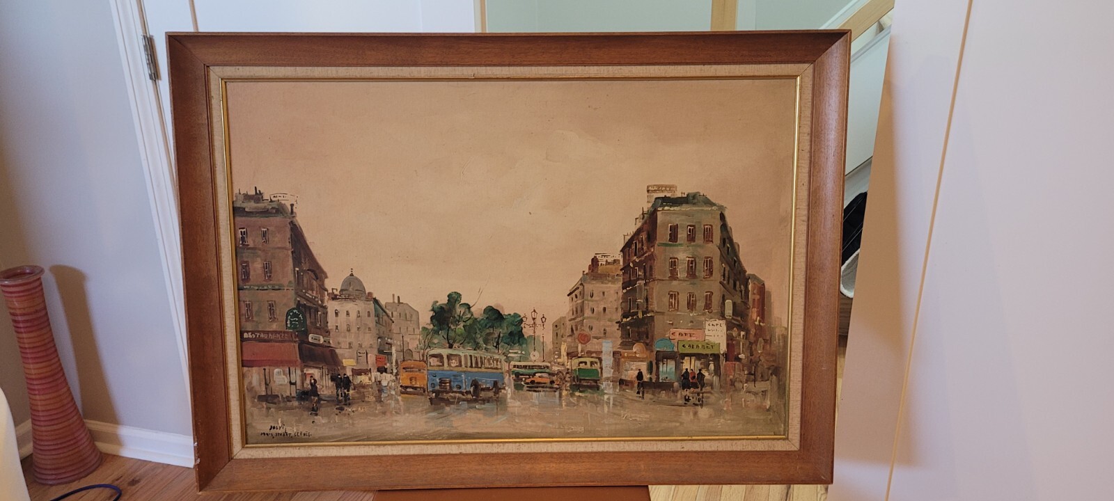 Original vintage framed oil on canvas large cityscape by Falvi Original vintage framed oil on canvas large cityscape by Falvi