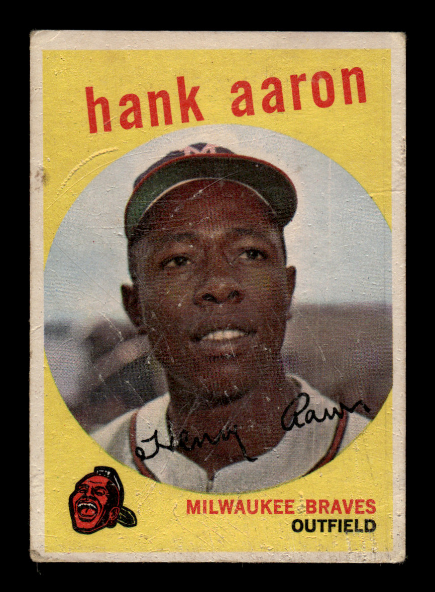 1959 Topps Baseball Hank Aaron #380 Milwaukee Braves Poor (Scratches) 1959 Topps Baseball Hank Aaron #380 Milwaukee Braves Poor (Scratches)