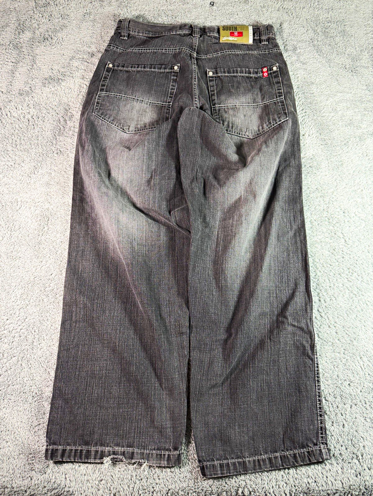 VTG Y2K Southpole Jeans Mens Black Baggy Grunge Red Tab Size 34x30