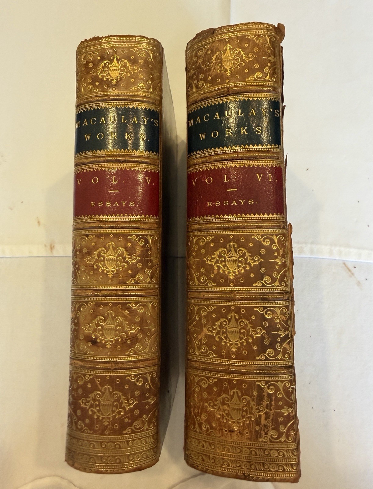 Macaulay, Lord. The Works of Lord Macaulay Vols. V & VI 1866 Leather Gilt London