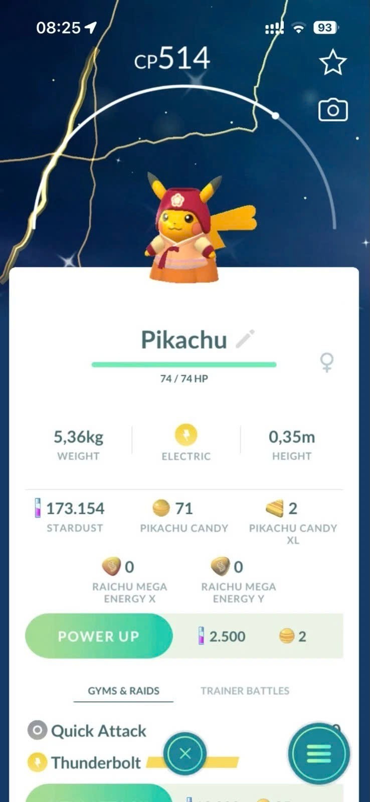 Pokémon G0 - Shiny Pikachu in orange Hanbok Female - Autumn Picnic - PTC