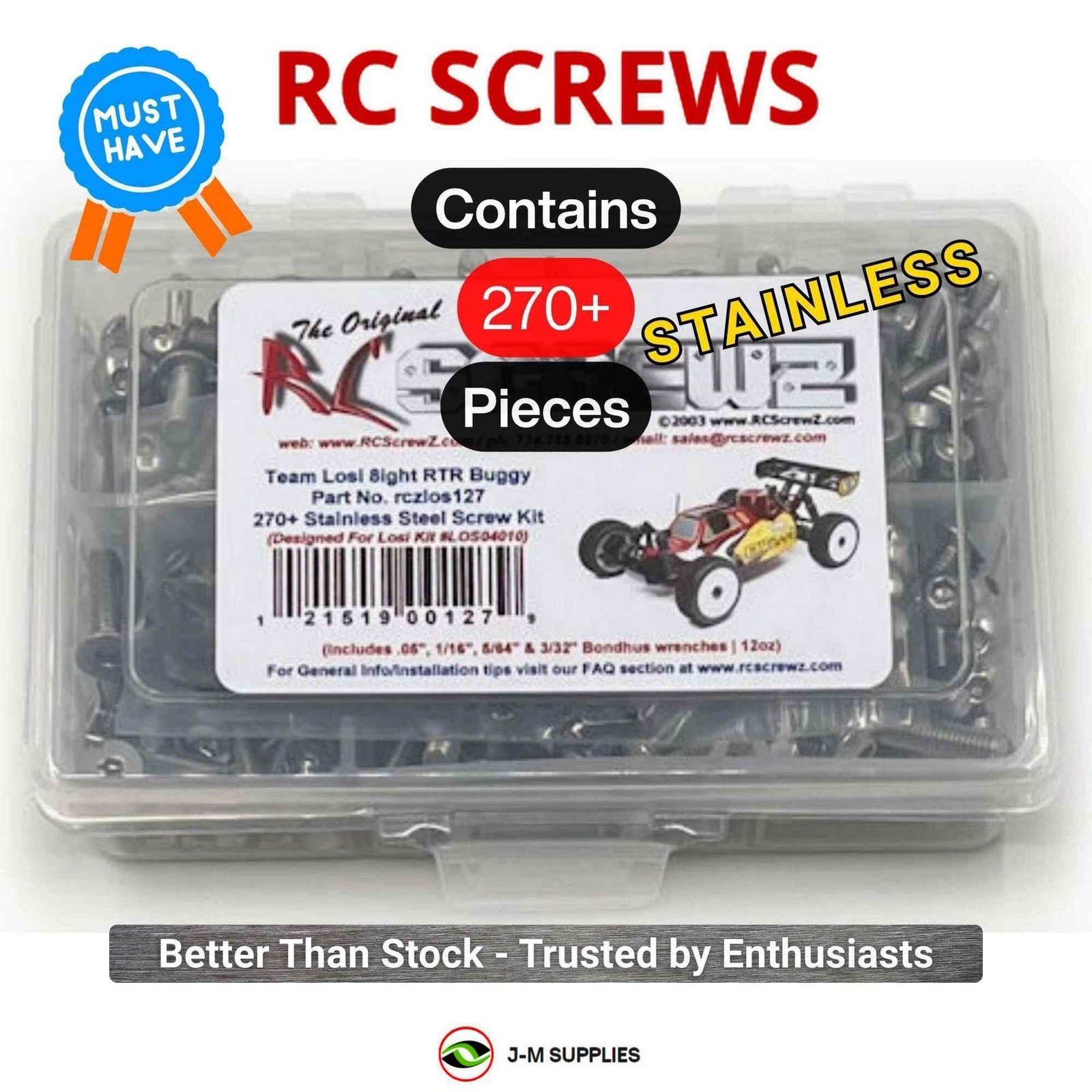 RCScrewZ Stainless Screw Kit los127 for Losi 8IGHT Nitro RTR 1/8 LOS04010 | SET