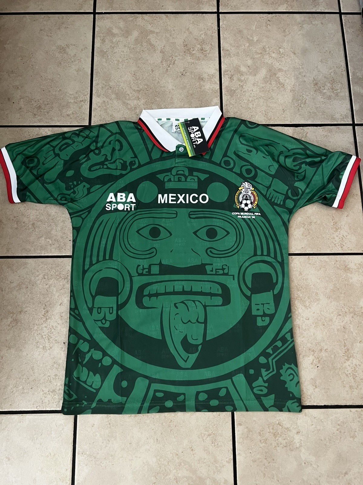 Mexico 1998 World Cup ABA Sport Green Aztec Retro Soccer Jersey Medium Mexico 1998 World Cup ABA Sport Green Aztec Retro Soccer Jersey Medium