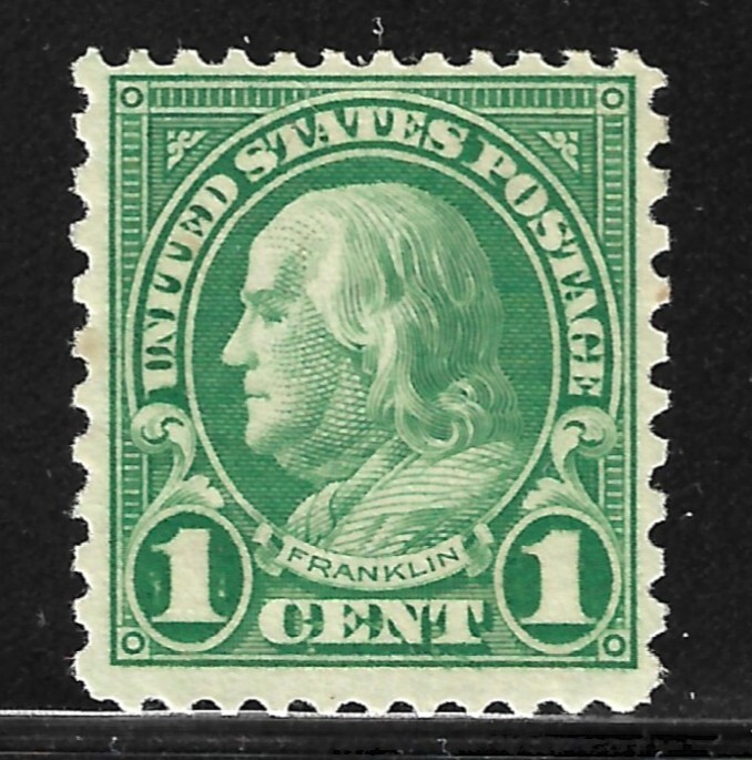 US Scott 578 MNH 1923-26 1c Green Franklin w/PF Certificate