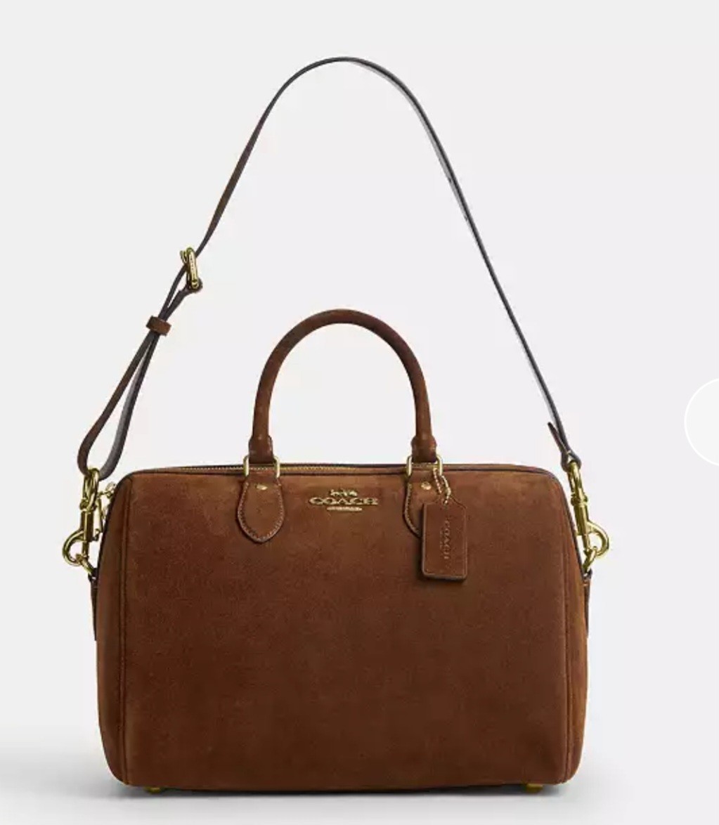 Coach Large Rowan Suede Brown